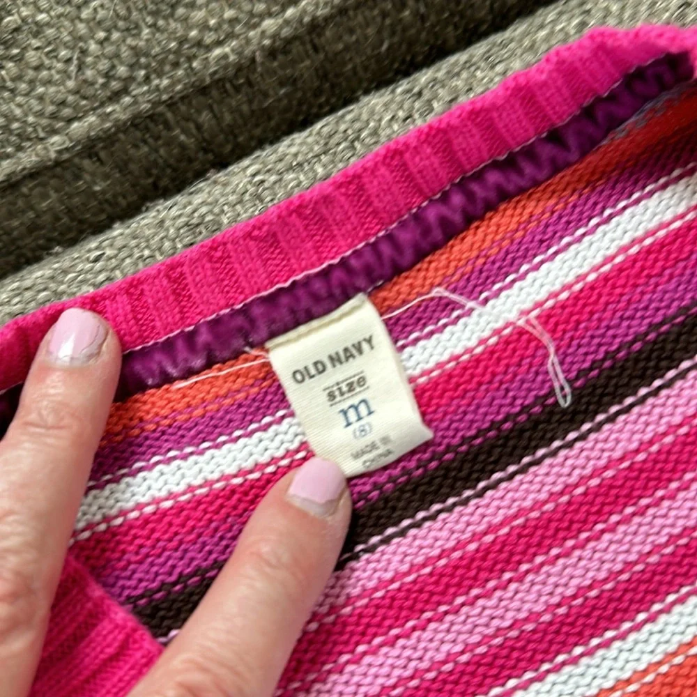Old Navy Girls Pink 100% Cotton Size 8 Striped Sweater